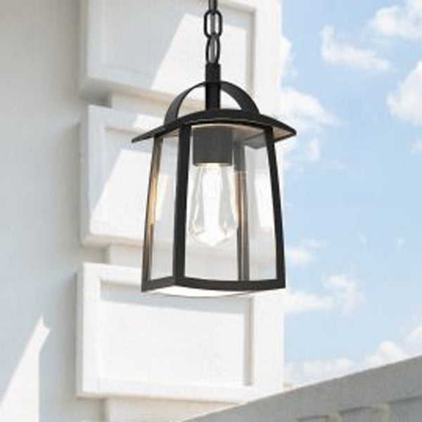 Kelsey Clear Glass Exterior Pendant in Black