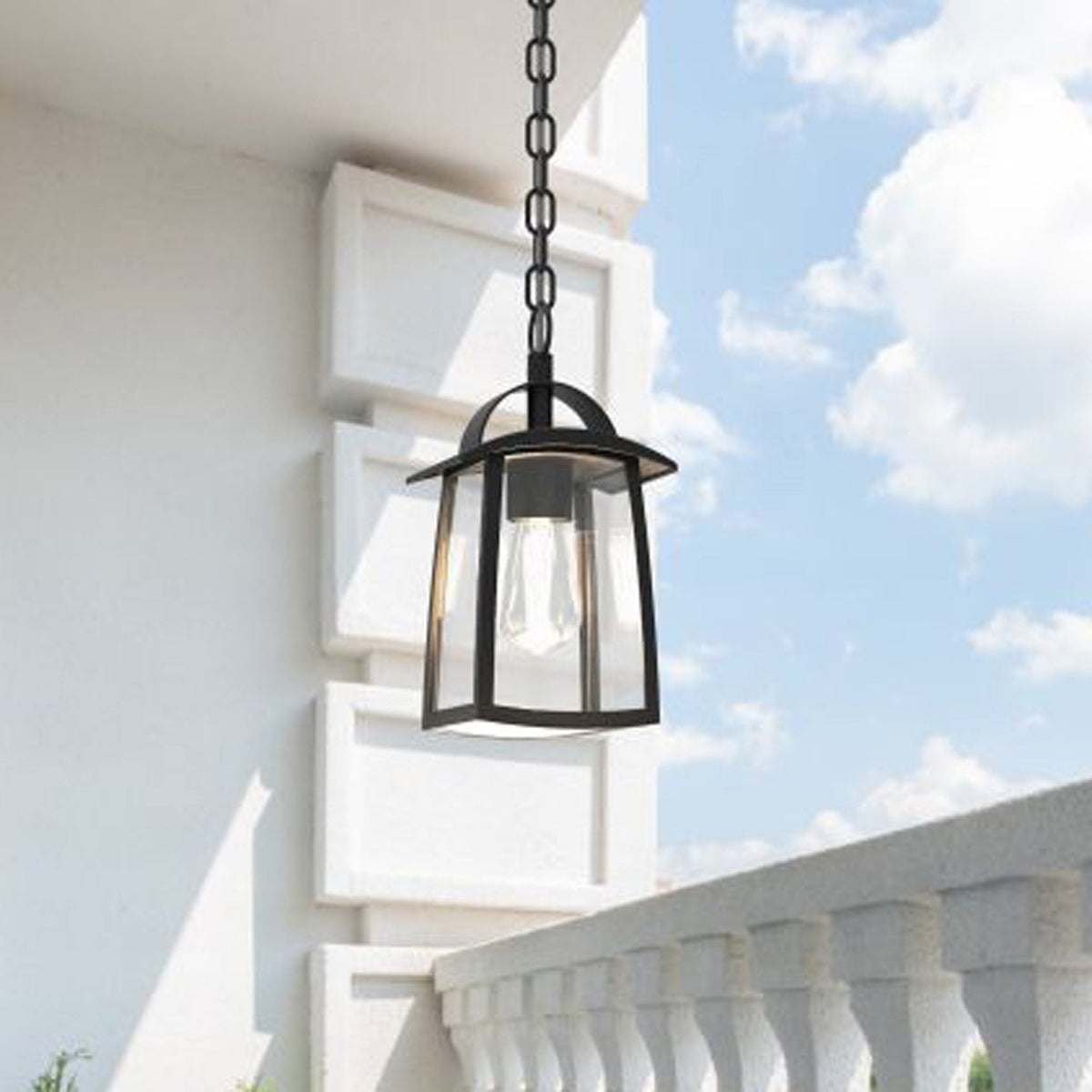 Kelsey Clear Glass Exterior Pendant in Black