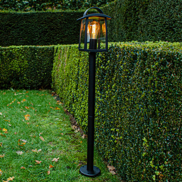 Kelsey Clear Glass Exterior Post Light in Black