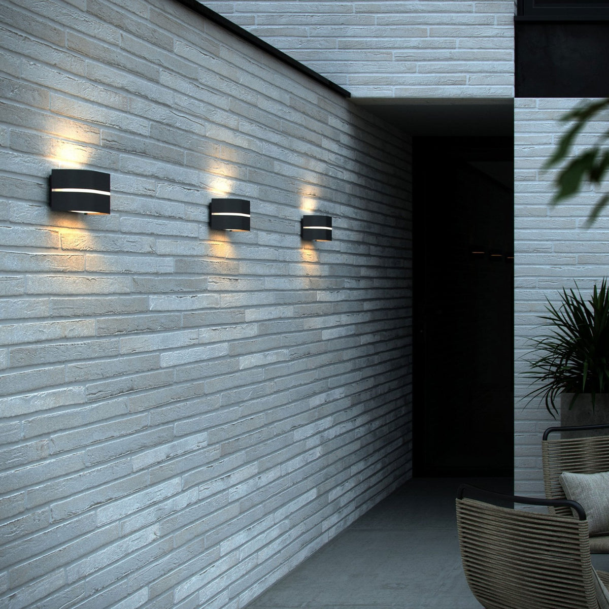 Sibelis Outdoor IP44 Up and Down Wall Light in Anthracite