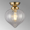 Appin Flush Ceiling Light in Brass with Clear Flower Bud Glass Shade