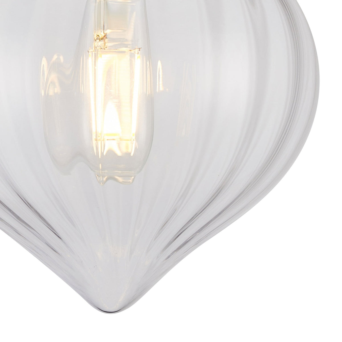 Appin Flush Ceiling Light in Brass with Clear Flower Bud Glass Shade