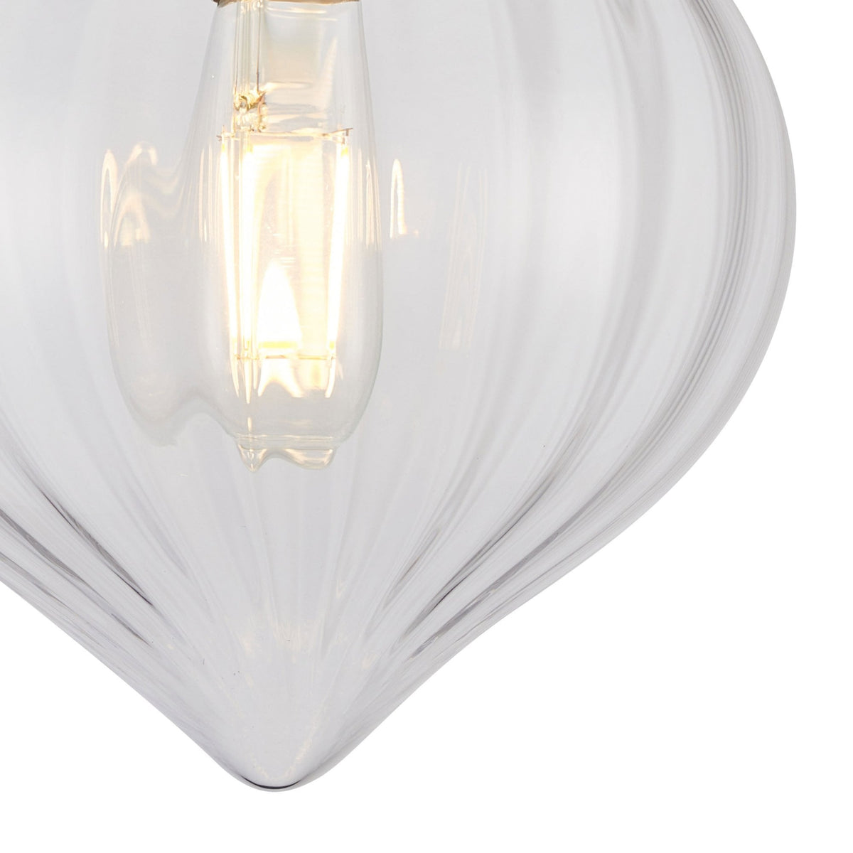 Appin Flush Ceiling Light in Brass with Iridescent Faded Flower Bud Glass Shade
