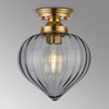 Appin Flush Ceiling Light in Brass with Smoke Flower Bud Glass Shade