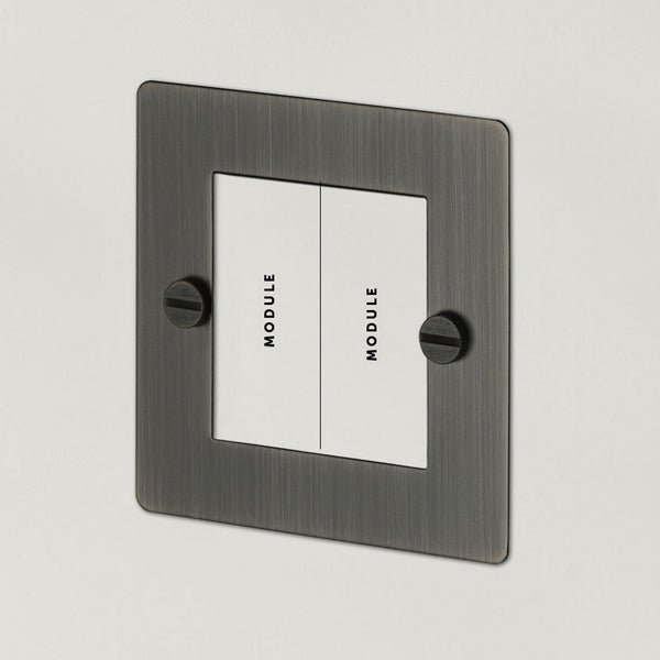 1 Gang 2 Module Euro Plate in Smoked Bronze