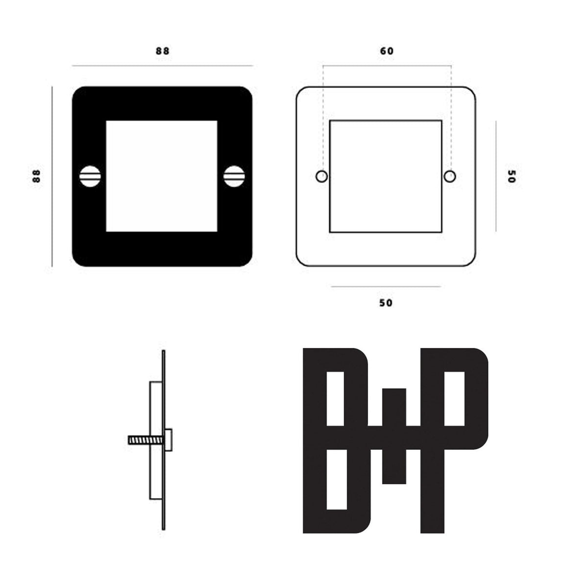 1 Gang 2 Module Euro Plate in Smoked Bronze