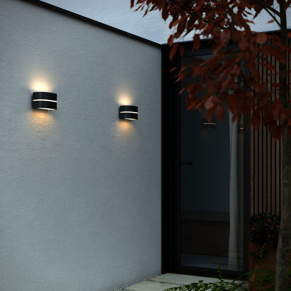 Sibelis Outdoor IP44 Up and Down Wall Light in Black
