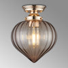 Appin Flush Ceiling Light in French Gold with Cognac Flower Bud Glass Shade
