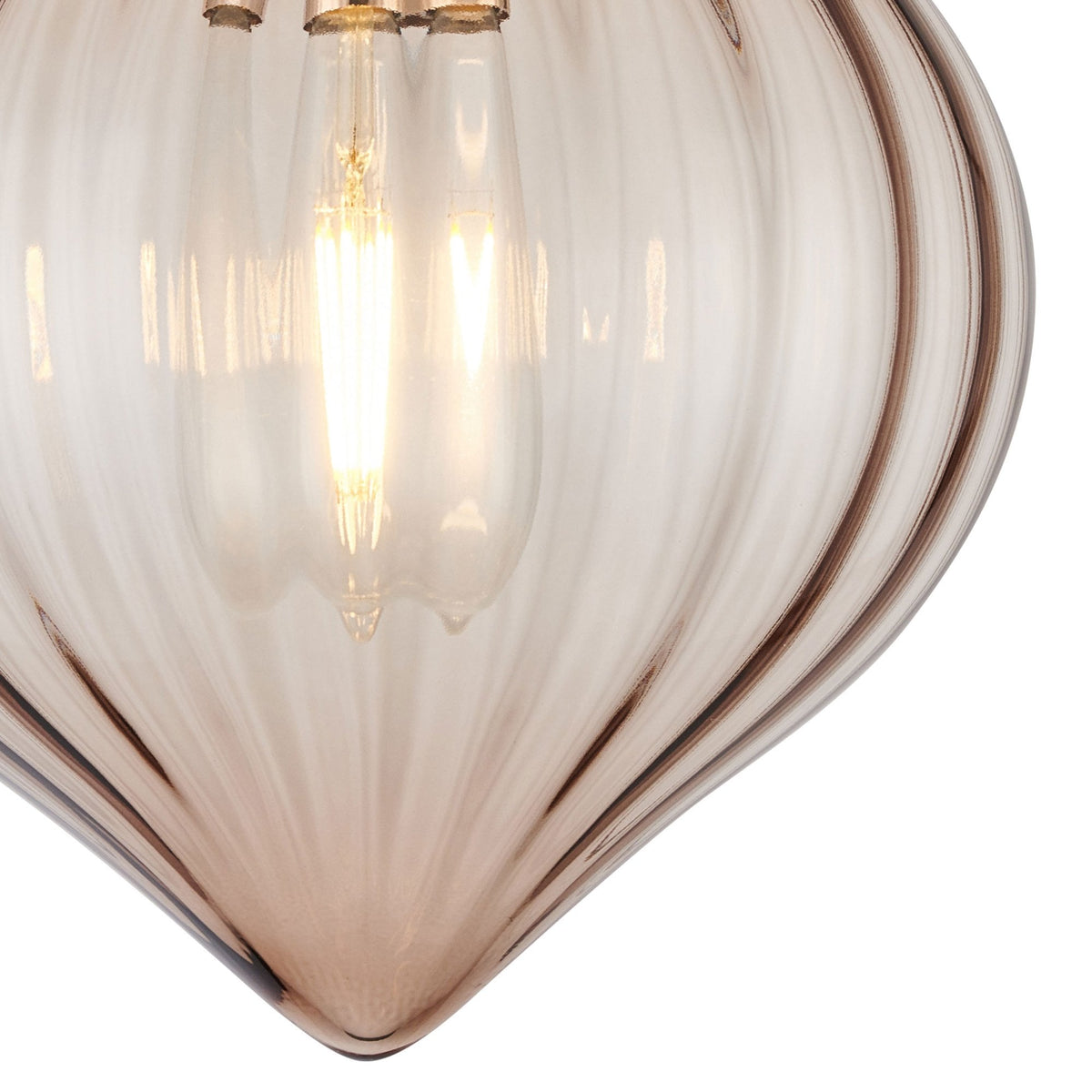 Appin Flush Ceiling Light in French Gold with Cognac Flower Bud Glass Shade