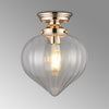 Appin Flush Ceiling Light in French Gold with Clear Flower Bud Glass Shade