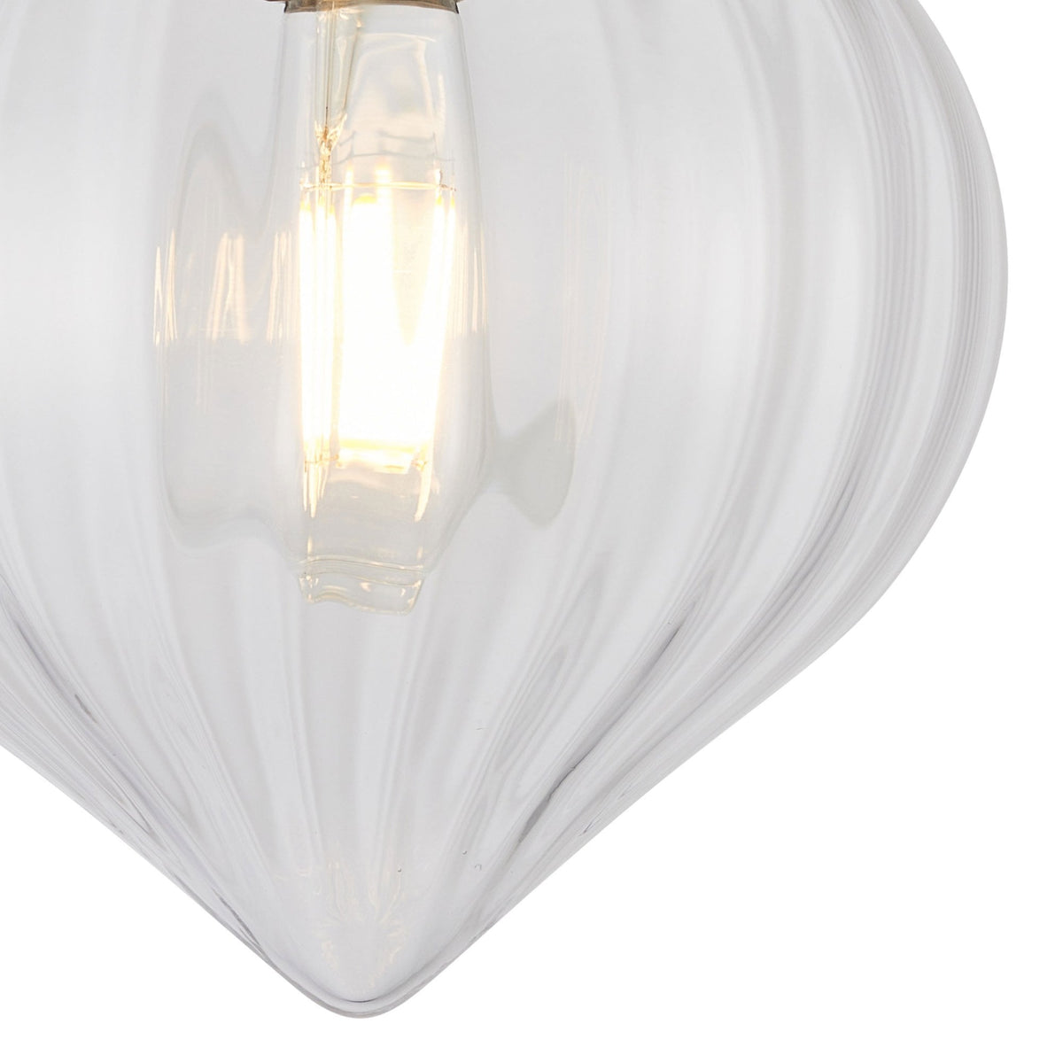 Appin Flush Ceiling Light in French Gold with Clear Flower Bud Glass Shade