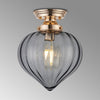 Appin Flush Ceiling Light in French Gold with Smoke Flower Bud Glass Shade