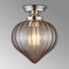 Appin Flush Ceiling Light in Polished Nickel with Cognac Flower Bud Glass Shade