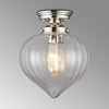 Appin Flush Ceiling Light in Polished Nickel with Clear Flower Bud Glass Shade
