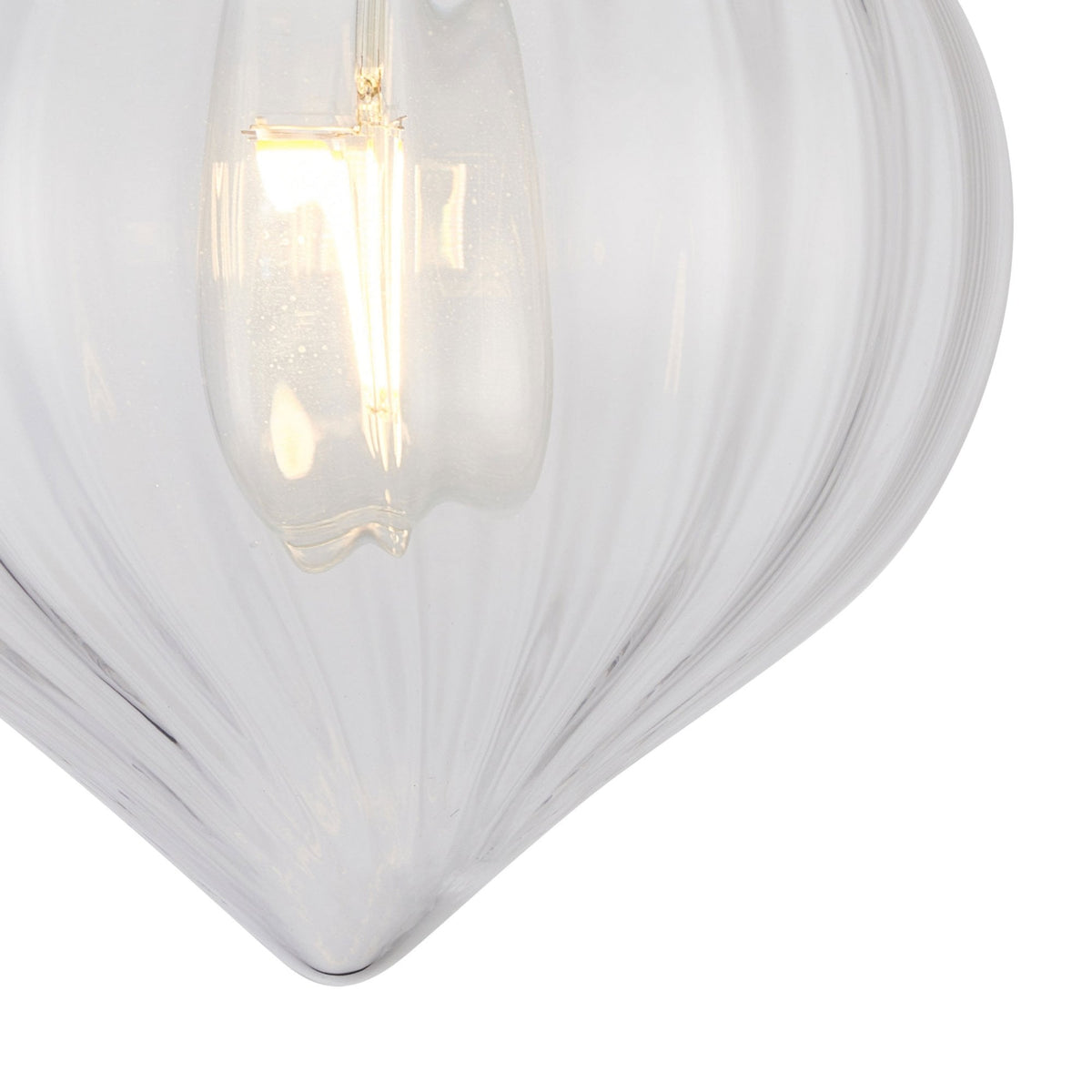 Appin Flush Ceiling Light in Polished Nickel with Clear Flower Bud Glass Shade