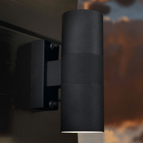 Tin Outdoor IP54 Up and Down Wall Light in Black