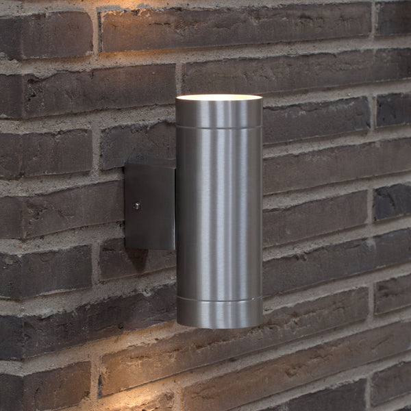 Tin Maxi Outdoor IP54 Up and Down Wall Light in Aluminium