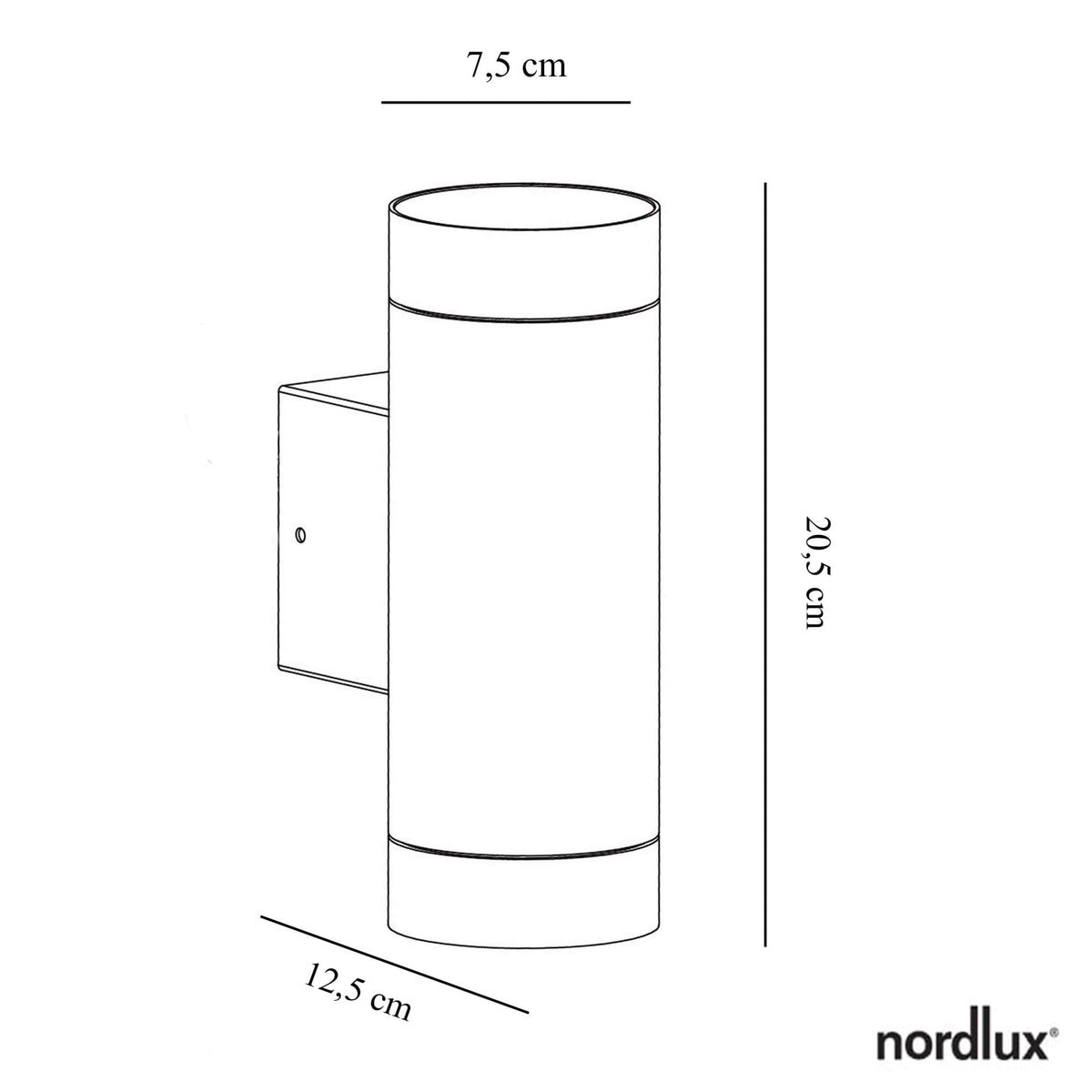 Tin Maxi Outdoor IP54 Up and Down Wall Light in Aluminium