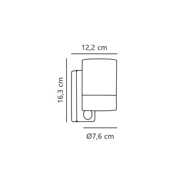 Tin Maxi Outdoor IP54 Single PIR Wall Light in Black