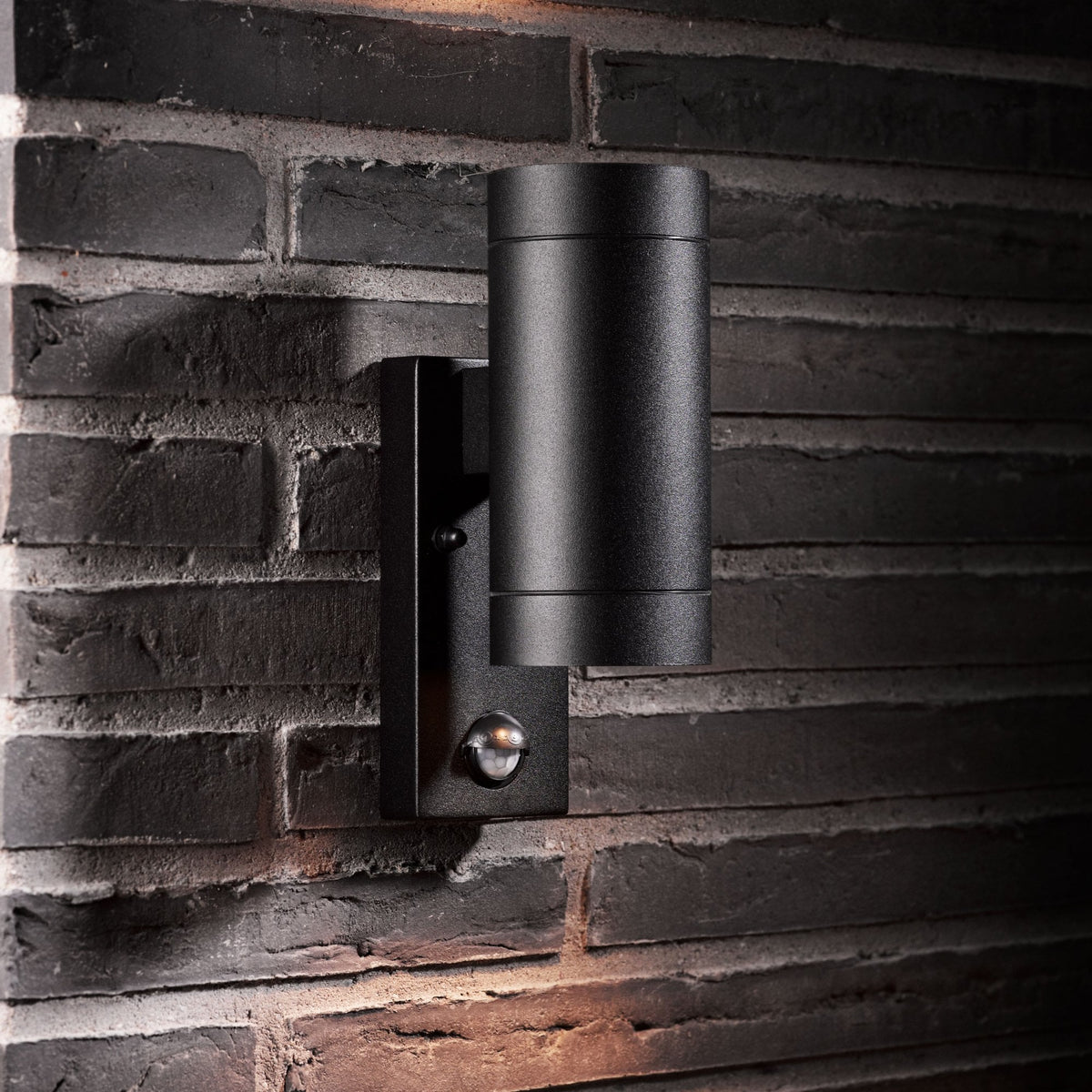 Tin Maxi Outdoor IP54 Up and Down PIR Wall Light in Black