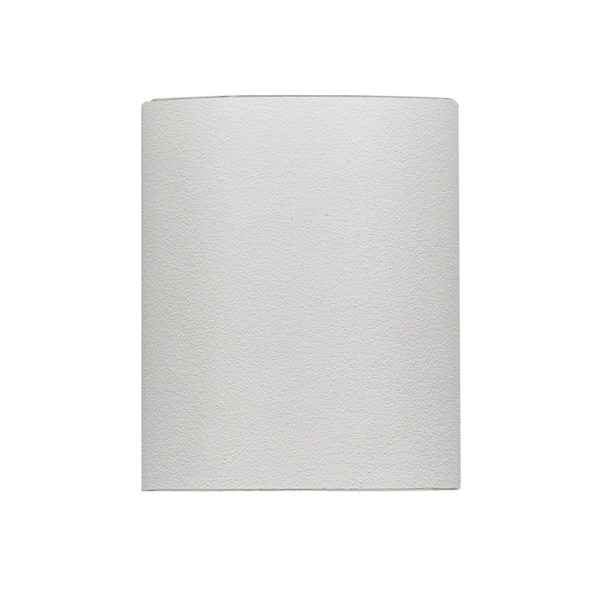 A white cylindrical outdoor wall light viewed from the top.