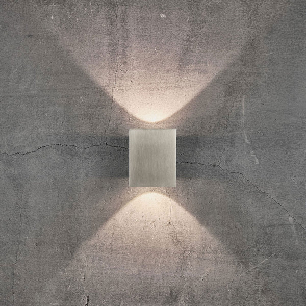Canto Kubi 2 IP44 Up and Down LED Wall Light in Stainless Steel