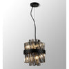 Kelly Six Light Pendant in Satin Black & Smoke Glass