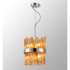Kelly Six Light Pendant in Polished Nickel & Amber Glass