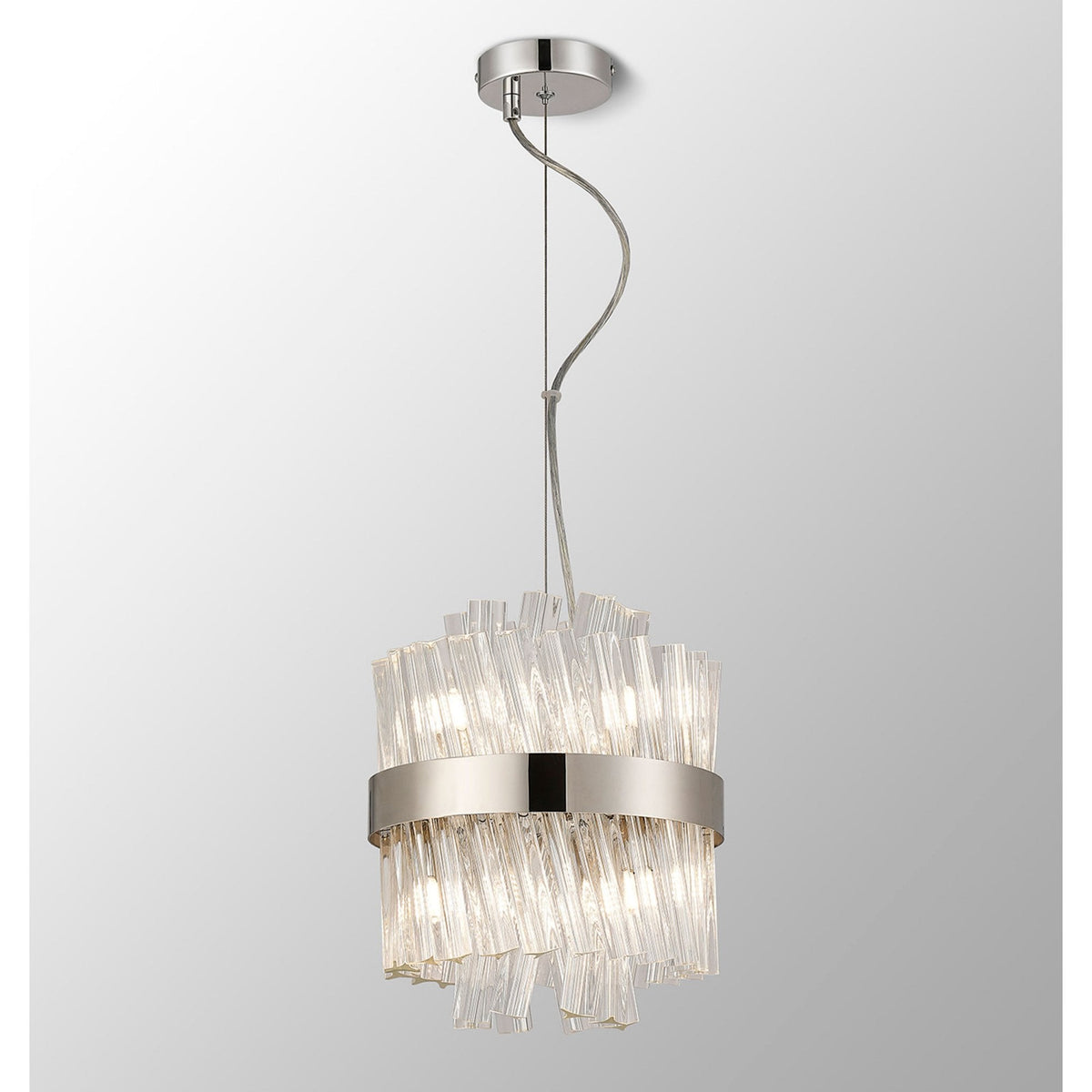 Kelly Six Light Pendant in Polished Nickel & Clear Glass