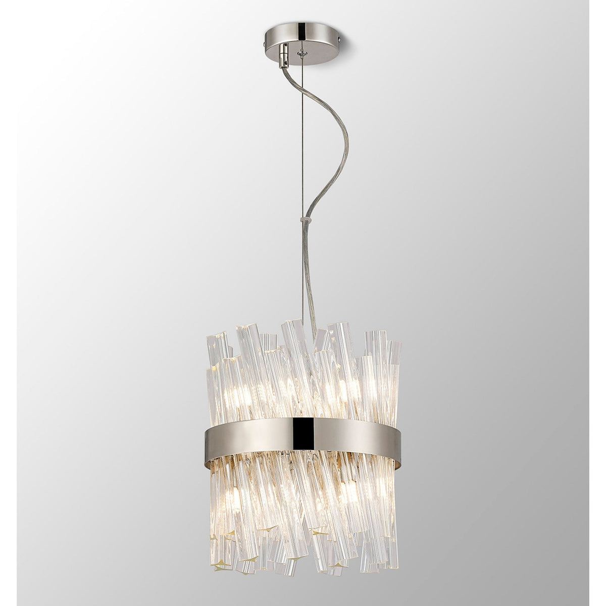 Kelly Six Light Pendant in Polished Nickel & Clear Glass