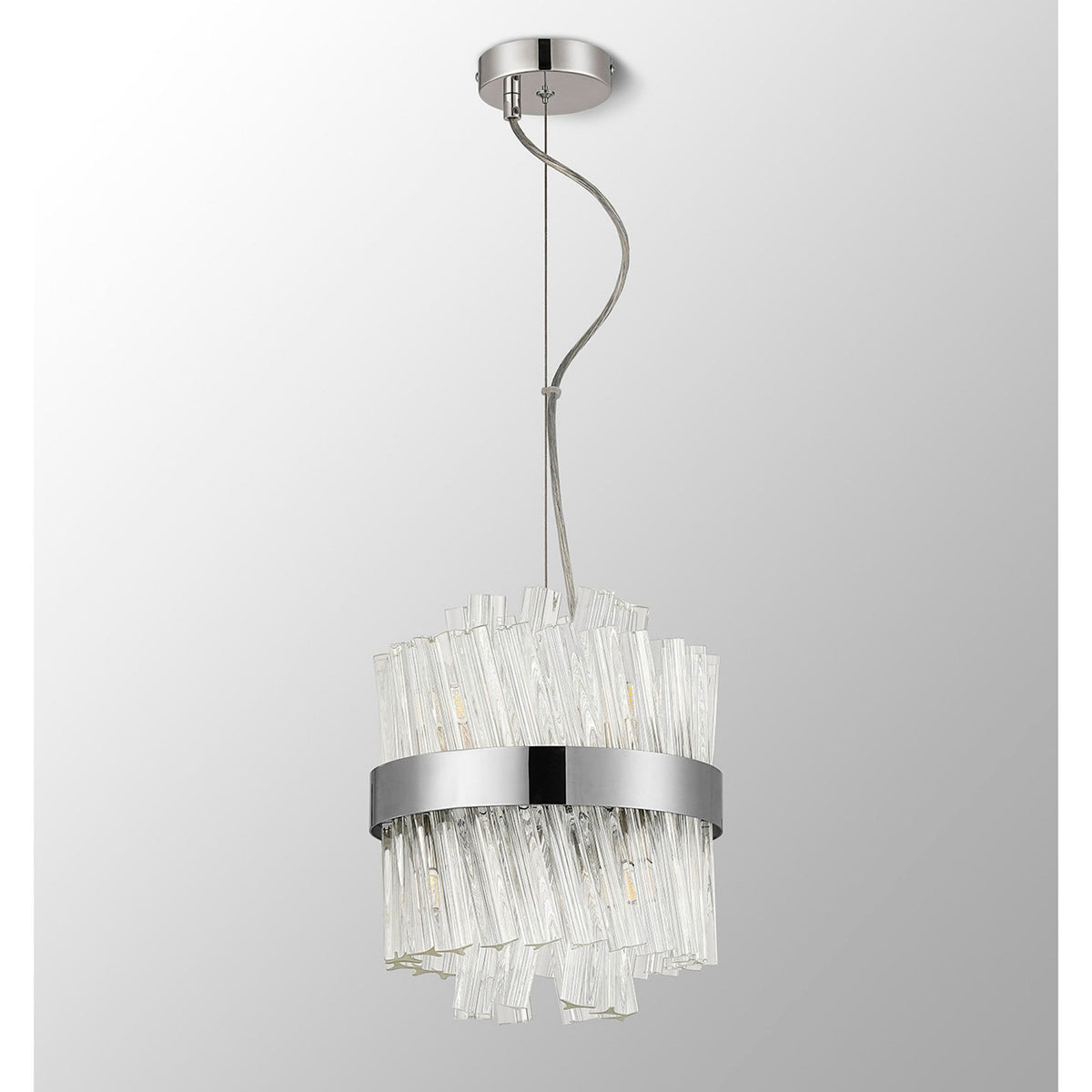 Kelly Six Light Pendant in Polished Nickel & Clear Glass