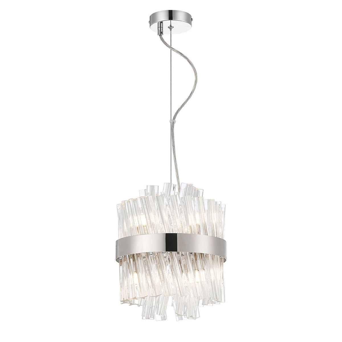 Kelly Six Light Pendant in Polished Nickel & Clear Glass