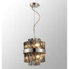 Kelly Six Light Pendant in Polished Nickel & Smoke Glass