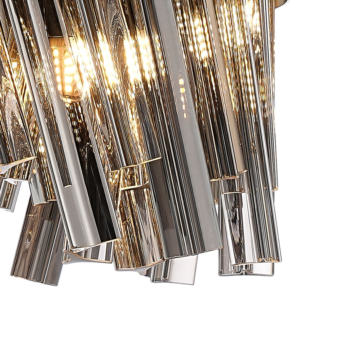 Kelly Six Light Pendant in Polished Nickel & Smoke Glass