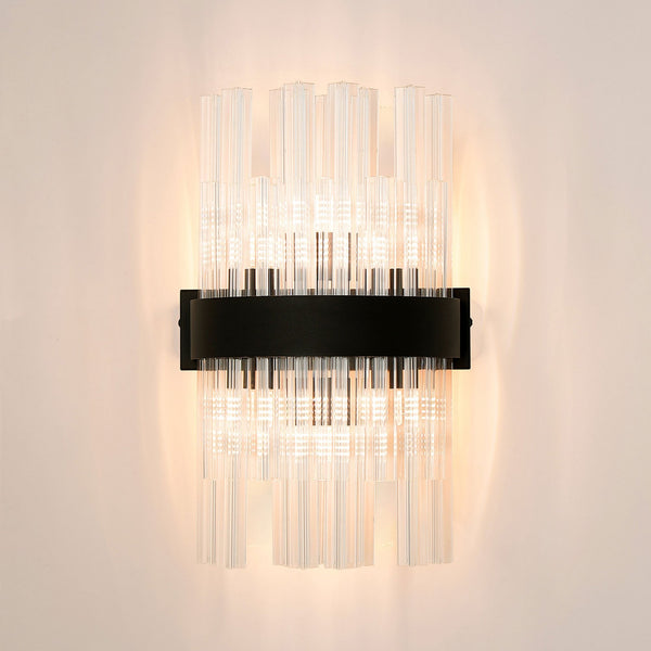 Kelly 400mm Wall Light in Satin Black & Clear Glass