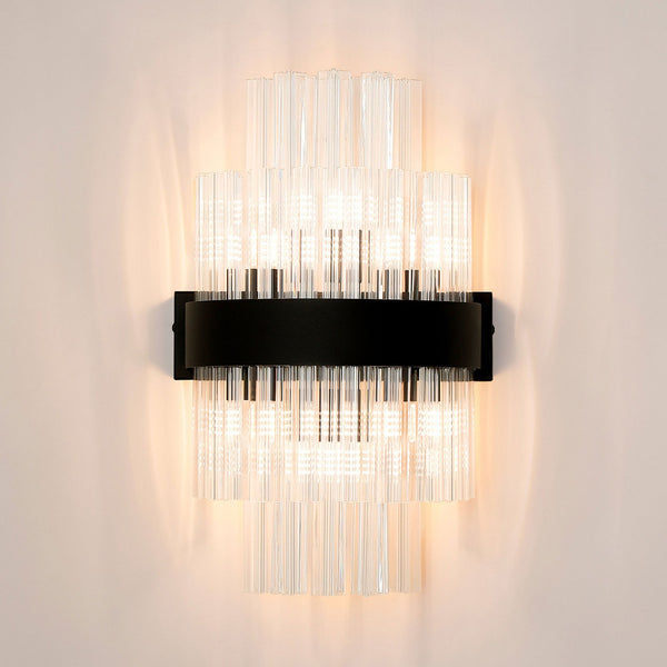 Kelly 400mm Wall Light in Satin Black & Clear Glass