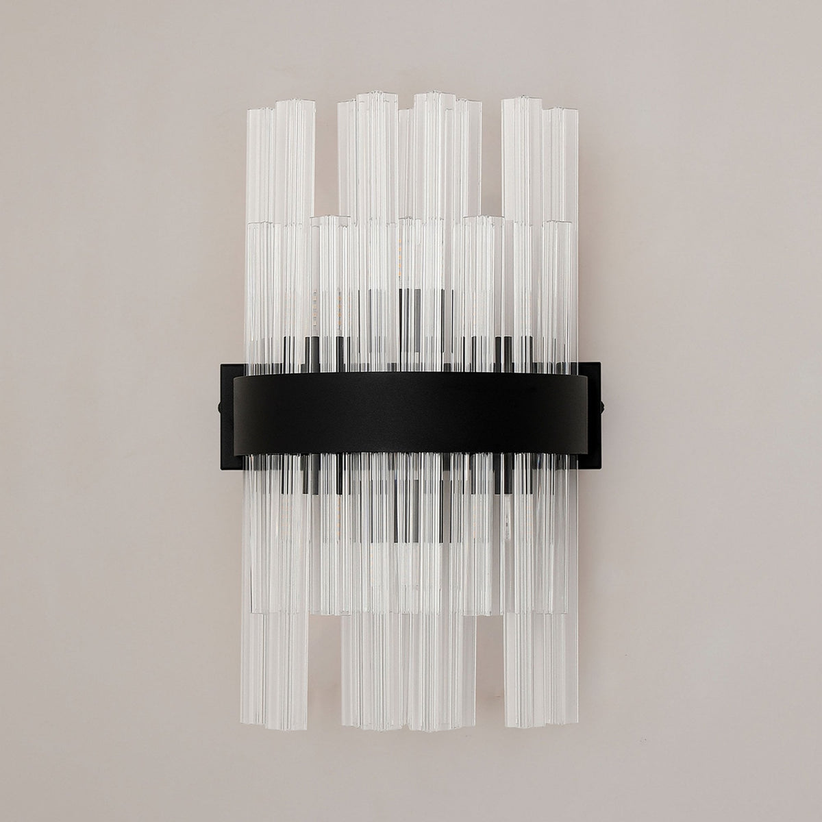 Kelly 400mm Wall Light in Satin Black & Clear Glass