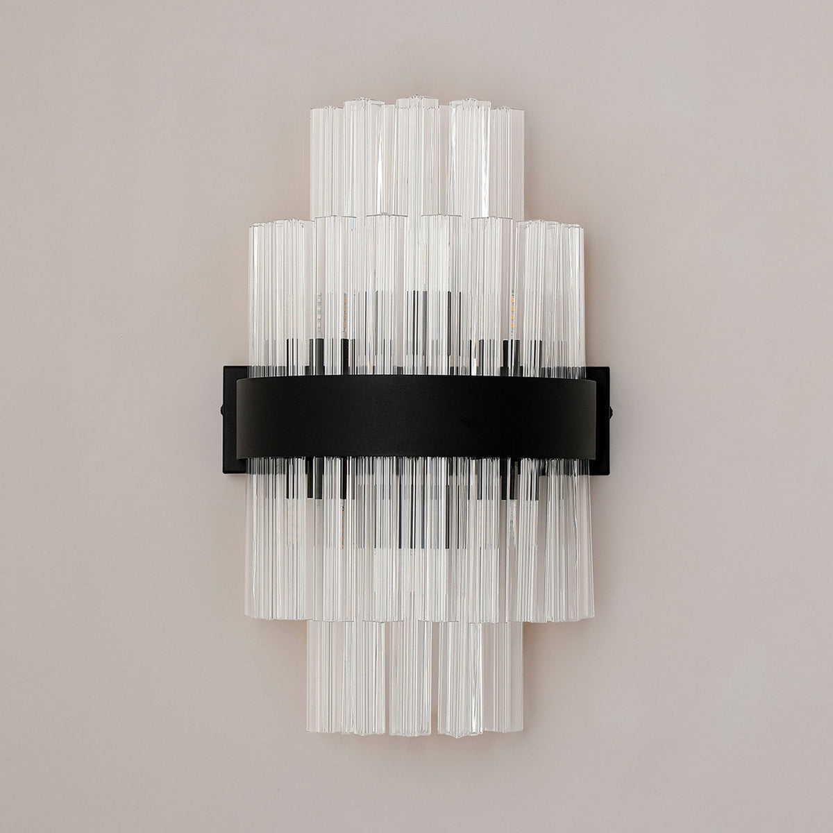 Kelly 400mm Wall Light in Satin Black & Clear Glass