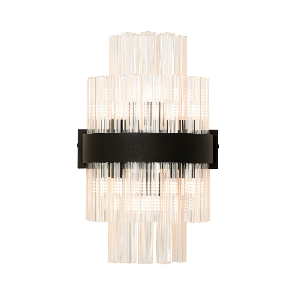 Kelly 400mm Wall Light in Satin Black & Clear Glass