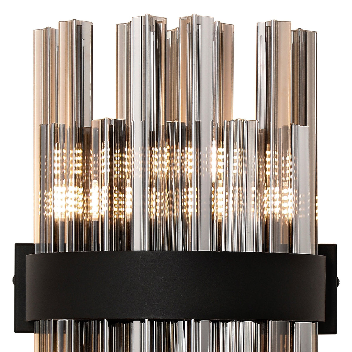 Kelly 400mm Wall Light in Satin Black & Smoke Glass