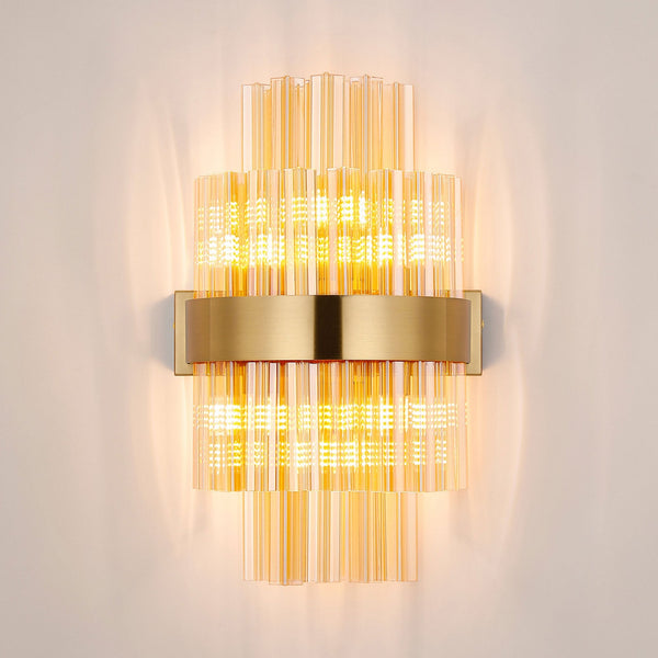 Kelly 400mm Wall Light in Brass & Amber Glass