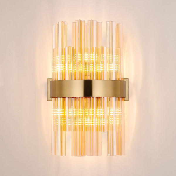 Kelly 400mm Wall Light in Brass & Amber Glass