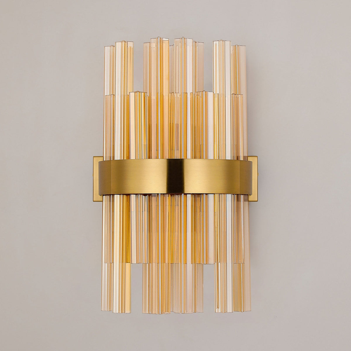 Kelly 400mm Wall Light in Brass & Amber Glass