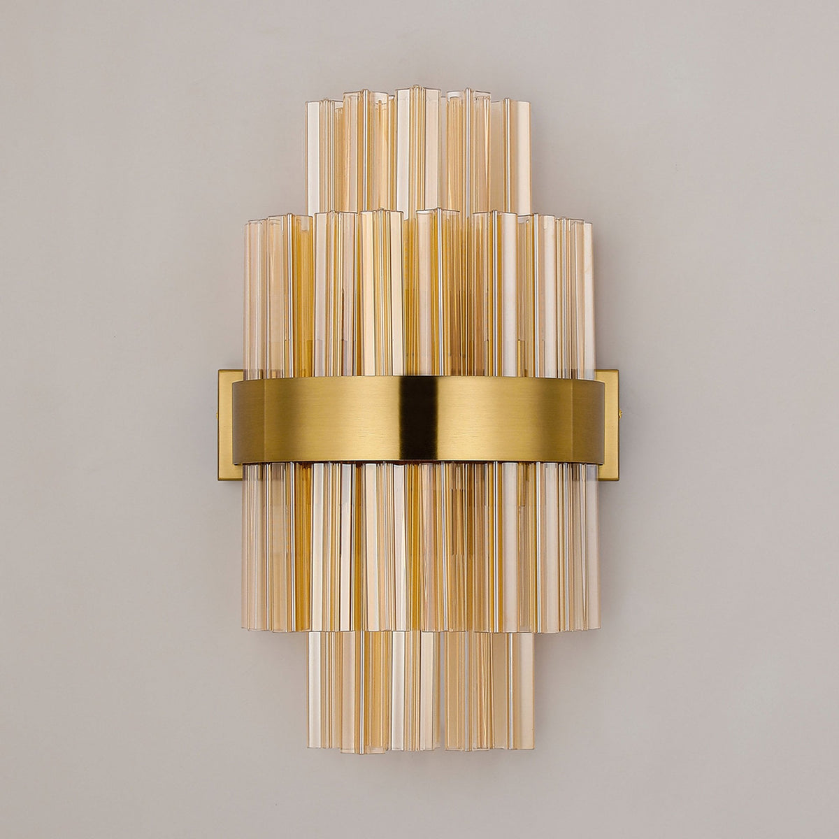 Kelly 400mm Wall Light in Brass & Amber Glass