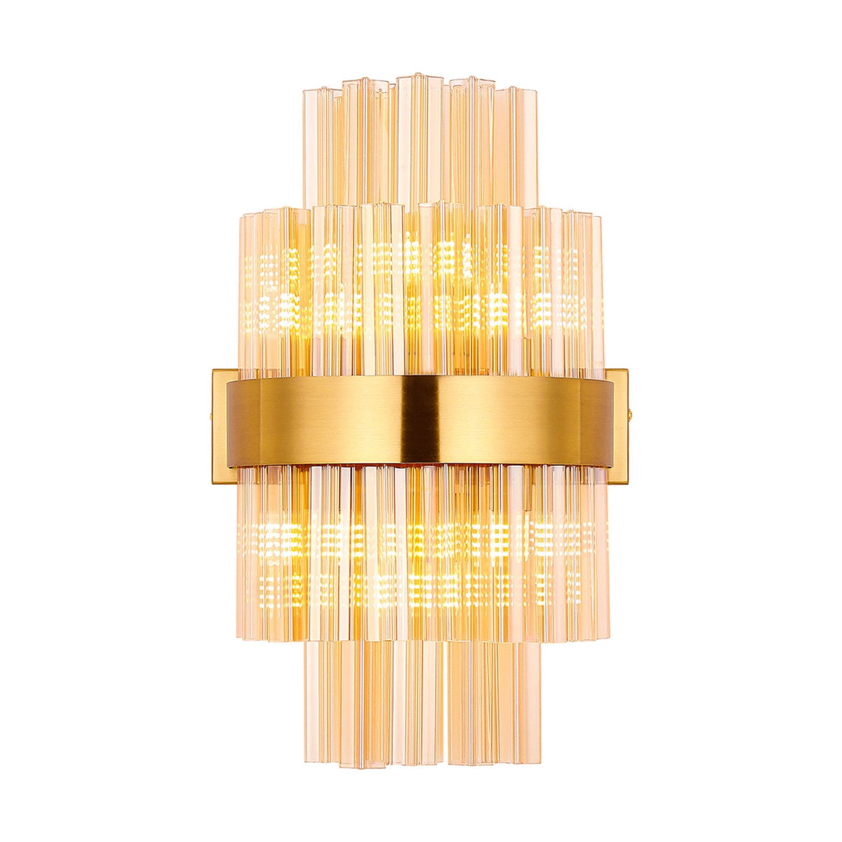 Kelly 400mm Wall Light in Brass & Amber Glass
