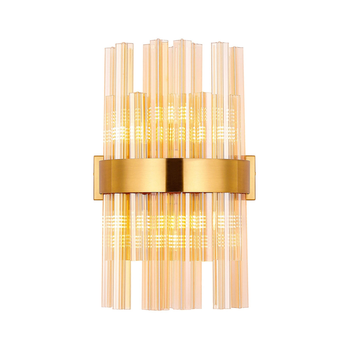 Kelly 400mm Wall Light in Brass & Amber Glass