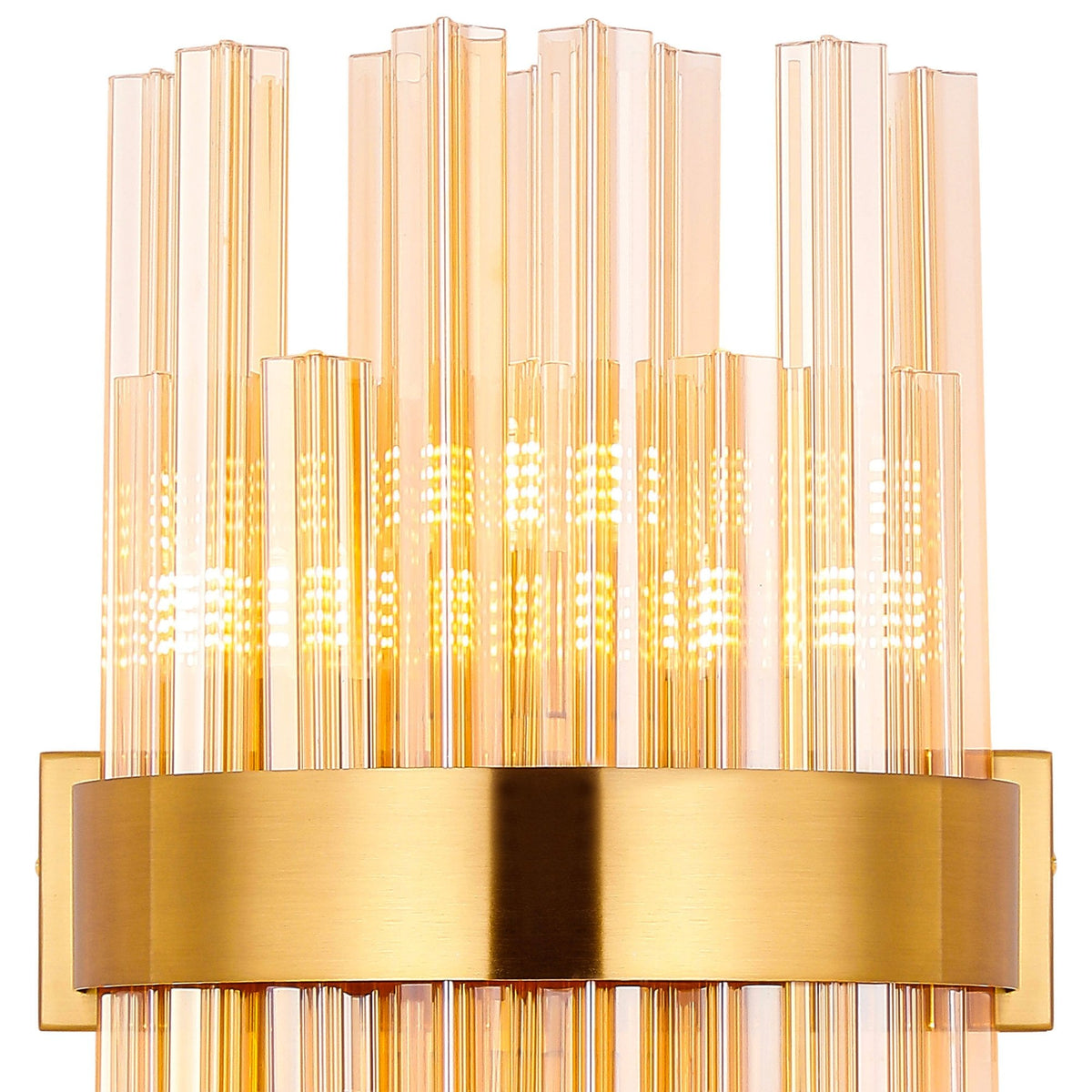 Kelly 400mm Wall Light in Brass & Amber Glass