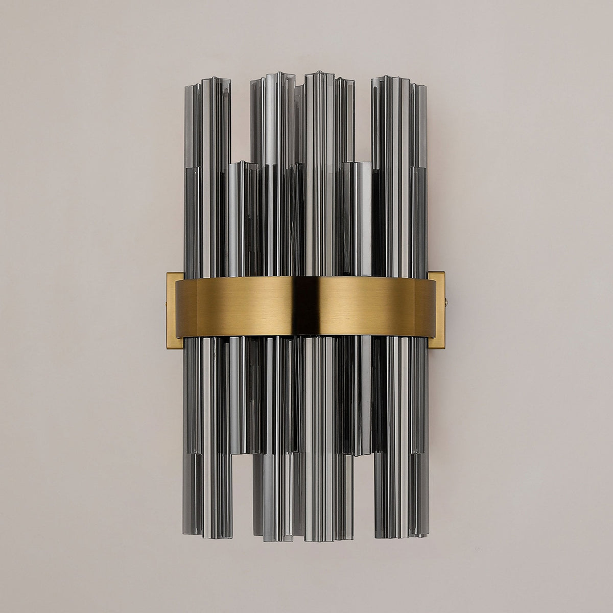 Kelly 400mm Wall Light in Brass & Smoke Glass