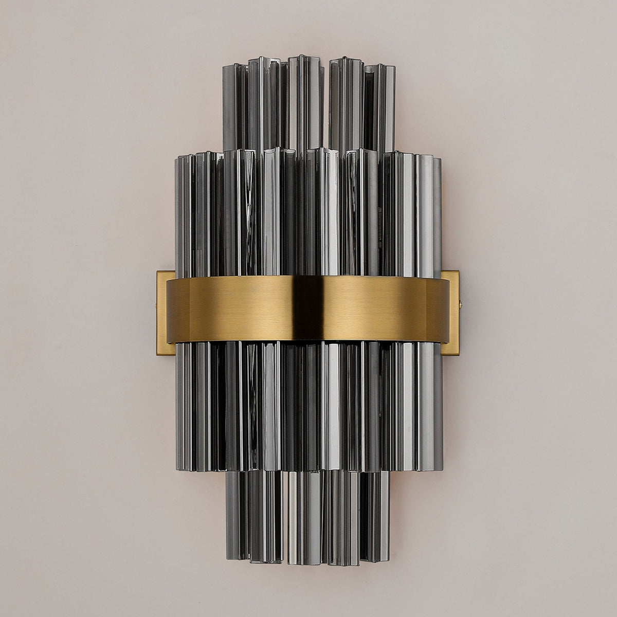Kelly 400mm Wall Light in Brass & Smoke Glass