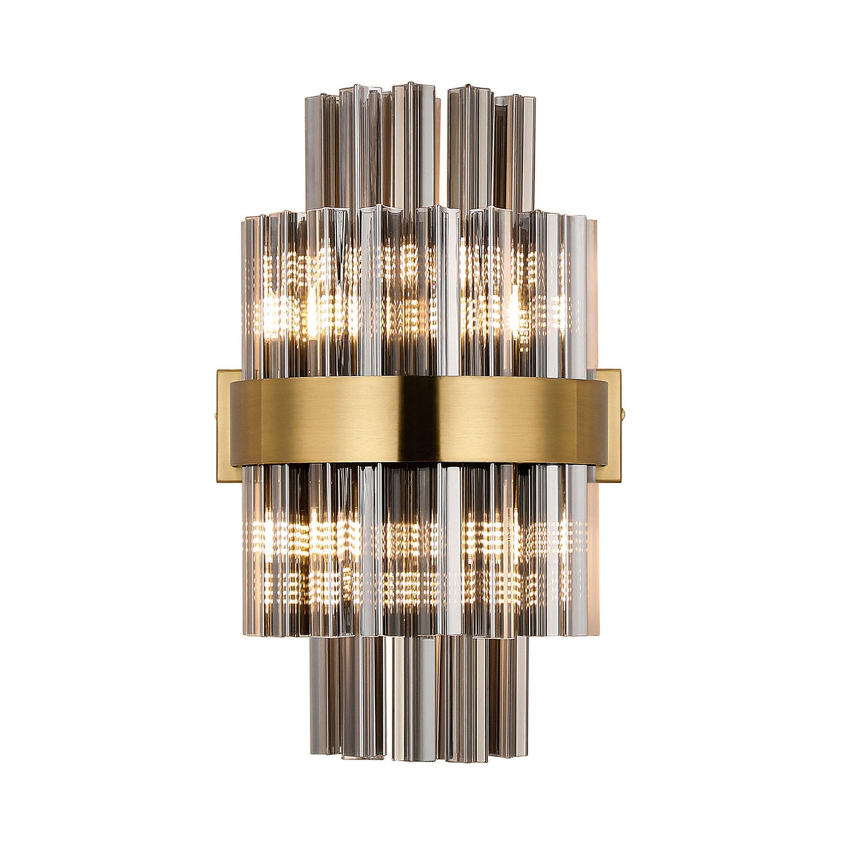 Kelly 400mm Wall Light in Brass & Smoke Glass